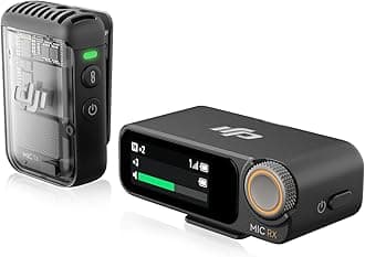 DJI Mic 2 (1 Transmitter + 1 Receiver) Wireless Microphone with Smart Noise Cancelling, 32-bit Float Internal Recording, High Quality Voice, 250m Transmission Distance, iPhone Microphone, Camera