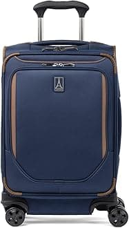 Crew Classic Lightweight Softside Expandable Carry on Luggage, 8 Wheel Spinner Suitcase, Men and Women, Compact Carry On 20-Inch, Patriot Blue