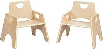 Stackable Wooden Toddler Chair, 8in, Kids Furniture, Natural, 2-Pack