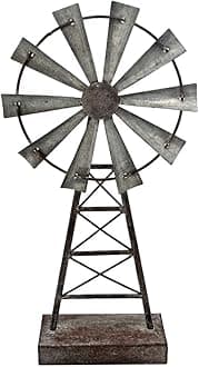 Foreside Home & Garden Small Distressed Metal Windmill Table Decor
