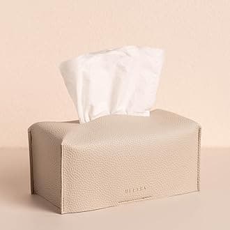 OLETHA Aesthetic Rectangle Tissue Box Cover, High Flat Box Tissues Holder Rectangular, Light Taupe