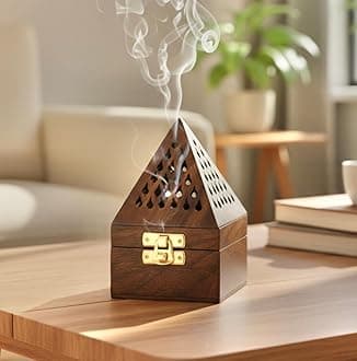 Wooden Pyramid Shape Incense Box Hoder Stand | Wooden Agarbatti Stand with ash Catcher for Home Office | Incense Sticks Holder (Medium)