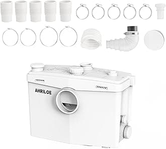 1875W Macerator Pump, 2.5HP Macerating Toilet System with 2 Outlets/4 Inlets, Sewage Pump for Basement, Sink, Toilet, Laundry, Kitchen