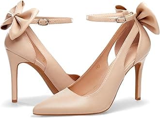 PiePieBuy Women's Pointed Toe High Heels Ankle Strap D'Orsay Pumps Shoes Bow Wedding Bowtie Back Dress Sandals