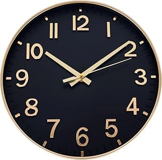 HZDHCLH Wall Clocks Battery Operated,Wall Clock Black Gold,10 inch Wall Clock Silent Non Ticking Modern 3D Numbers for Kitchen Bedroom Living Room Office Classroom Decor