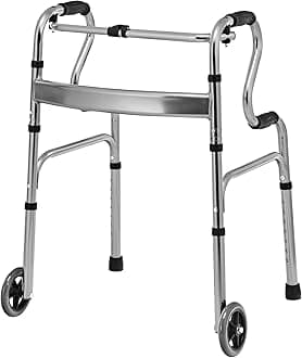 Goplus 3-in-1 Stand-Assist Folding Walker with 5" Wheels, Heavy Duty Walking Mobility Aid Supports up to 440lbs, Can be Used as Toilet Safety Rail, Narrow Drive Walkers for Seniors Elderly Adult