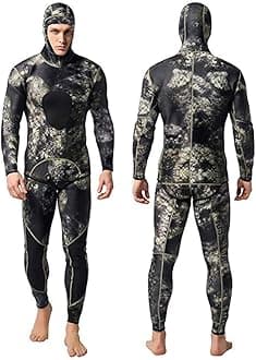 Men 3mm Camo Neoprene Hood Wet Suit Full Body Surf Diving 2PCS Wetsuits Clothes (M)