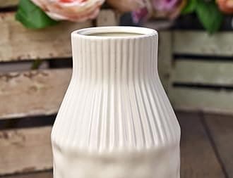 Cream Ceramic Flower Vase with Rope Home Wedding Decoration Ornamental Vases 3 Sizes NEW (Ivory Vase 21cm)