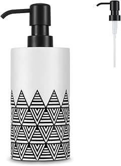 Luxspire Soap Dispenser, Lotion & Shampoo Container, Decorative Hand Soap Resin Dispenser for Bathroom & Kitchen, 430ml/14.5oz - White+Black