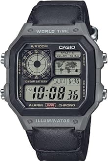 Casio AE1200 Series Black/Green LED Illuminator World Time
