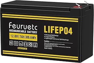 12V 7Ah Lithium LiFePO4 Battery - Direct Replacement for 6FM7 SLA Battery, 2000+ Cycles, Lightweight, Built-in BMS, Ideal for Solar Systems, Ride-on Toys, and Home Alarms