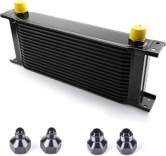 16 Row AN10-10AN Stacked Plate Oil Cooler With 6AN 8AN Adapter Universal Engine Transmission British Radiator Oil Cooler Condenser Aluminium Alloy Black