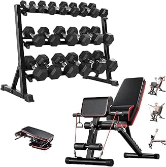 10Pairs/550 lb Dumbbell Sets With Dumbbell Storage Rack, Rubber Hex Dumbbell Weight Sets, Home Gym Essentials, Muscle Toning, Strength Building & Full Body Workout
