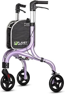 PLANETWALK Premium 3 Wheel Rollator Walker for Seniors – Ultra Lightweight Foldable Aluminum Mobility Aid with Height Adjustable Handle and 8 Inch Wheels, Brilliant Purple
