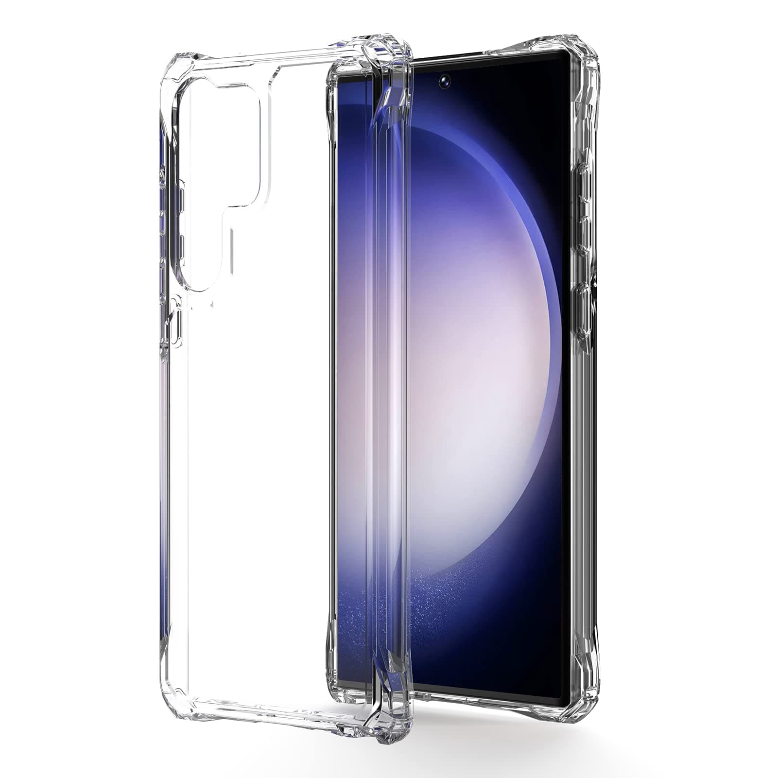 (2 Pack) amCase Clear Case [Anti-Yellowing] Compatible with Samsung Galaxy S23 Ultra 5G (6.8", 2023), Support Wireless Charging, Shockproof Protective