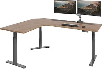 ComfortEdge 80x60 L-Shape Electric Standing Desk – Height Adjustable Sit-Stand VariDesk for Corner Office with Reversible Left/Right Design + Walnut Top/Slate Legs (Ships in 3 Boxes)