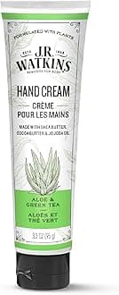 Natural Moisturizing Hand Cream, Hydrating Hand Moisturizer with Shea Butter, Cocoa Butter, and Avocado Oil, USA Made and Cruelty Free, 3.3oz, Aloe & Green Tea, Single