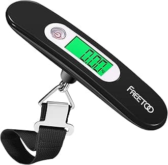 FREETOO Electronic Portable Digital Luggage Scale Max 50kg/110Lb (LB,G,Oz,kg) Balance/Tare Function/Travel/Shopping/Post/Home/Outdoor Use (Black)