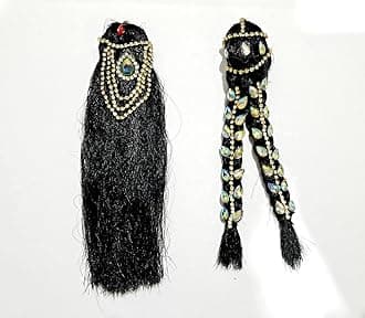 Radha Rani Hair for Size 1-2 Shiny Hair with Beautiful Design for All Goddesses Saraswati maa/Durga Devi/Radha Rani/MATA Rani