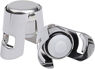 2 Pieces Champagne Stopper, Stainless Steel Vacuum Sealed Wine Sparkling Bottle Closure Sealer Silver