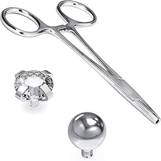 Vsnnsns 9 Style 316L Surgical Steel Body Piercing Tools Kit Piercing Clamps Forceps Use for Nose Septum Lip Tongue Eyebrow Belly Rings Ear Dermal Piercing Jewelry Kit Tools