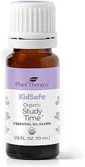 Plant Therapy KidSafe Organic Study Time Essential Oil Blend for Focus, Mind Calming, Concentration Blend for Kids 100% Pure, Undiluted, Natural Aromatherapy, Therapeutic Grade 10 mL (1/3 oz)USDA Organic