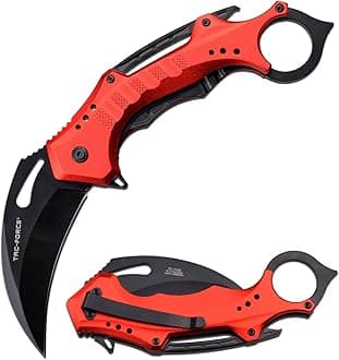 Tac-Force Folding Pocket Knife, 3.25-inch Black Blade, Red Aluminum Handle, 8.75-inch Overall Length TF-705K-RD