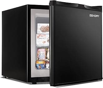 EUHOMY Mini Freezer Countertop, 1.1 Cubic Feet, Single Door Compact Upright Freezer with Reversible Door, Removable Shelves, Small freezer for Home/Dorms/Apartment/Office, Black
