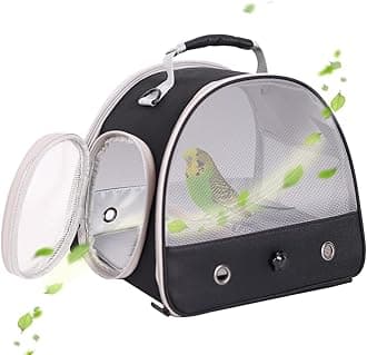 Bird Carrier, Portable Small Bird Parrot Parakeet Carrier with Standing Perch and Stainless Steel Tray, Side Access Window Collapsible
