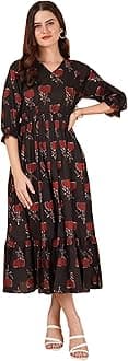 COTLAND Fashions Jaipuri Cotton Printed A-Line Flared Dress for Women