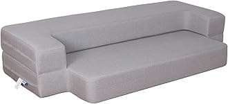 8 Inch Folding Sofa Bed Queen Size Memory Foam Couch Convertible Futon Sleeper Foam Bed for Bedroom Living Room Guest, Light Grey