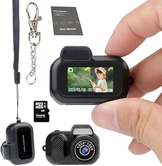 Keychain Camera, World's Smallest 1080P Hd Mini Camera llavero,Keychain Photo/Video Camera, Retro Portable Mini，100 Mins Battery Life, for Students, Kids (32G)