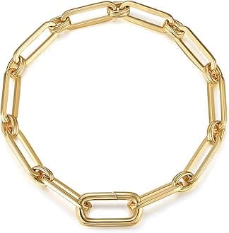 Dainty Layering Bracelets for Women 18 k Gold Plated Fashion Adjustable Chunky Cuban Paperclip Link Chain Bracelets Jewelry for Women Girls Gift