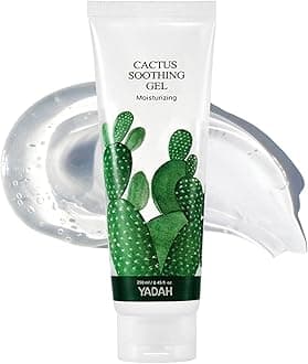 YADAH Cactus Soothing Gel (8.45fl oz) - Sunburn Relief, Calm, Cool & Soothe Irritated Skin, Face Redness. Korean Skin Care. 95% Cactus Extract, Vegan.