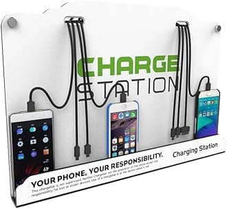 Wall Mounted Cell Phone Charging Station High Speed Cables with 8 Ports Applicable Airport Hospitals Banks Hotel Shopping Malls and Public Places