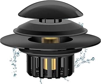 2 in 1 Tub Stopper Bathtub Drain Hair Catcher with Dual Filtration Design, Anti-Clogging Bathtub Drain Plug Bath Tub Stoppers for 1.45-1.8" Drain Shoe, Black