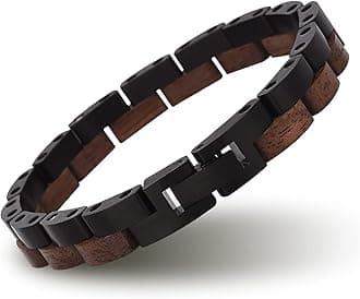 Mens Wooden Bracelet Stylish Wood & Stainless Steel Combined Wooden Bangle Jewelry Great Gift for Men