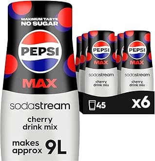 Pepsi Max Cherry, Soda Mix for Carbonated Low Calorie Cherry Cola Flavoured Drink, Official Sparkling Soft Drink Flavour with No Sugar â€“ 440 ml, Pack of 6