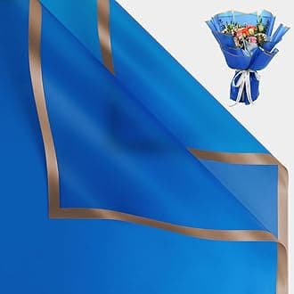 NESCCI 20 Sheet Flower Wrapping Paper - Waterproof Floral Bouquet Wrapping Paper, Florist Supplies Packaging Paper for Wedding Birthday Gift DIY (Royal blue)