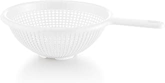 8.5 Inch Deep Plastic Strainer Colander with Long Handle – Made of Food Safe BPA-Free Plastic - Durable and Dishwasher Safe - Use for Pasta, Noodles, Spaghetti, Vegetables and More (1, White)