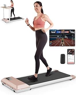 DeerRunWalking Pad Treadmill, Walking Pad Under Desk, Under Desk Treadmills for Home Office, Quiet Portable Walking Treadmill, 2.5 HP, APP/Remote Control, LED Display, Installation-Free