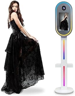 DSLR Photo Booth Machine Portable 15.6 Inch Touch Screen Camera Mirror Photobooth with Flight Case Packing for Wedding Party Events
