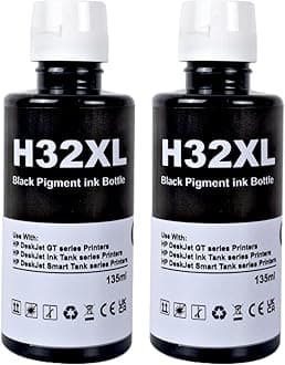 32XL Refill Ink Bottles Replacement for HP 32XL Black Ink Bottle Set Work with HP Smart Tank 7301 7001 7602 5000 6001 5101 5102 Plus 651 551 Printer 32XL Black Ink,1VV24AN 2-Bottles