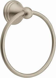 Moen Preston Collection Spot Resist Brushed Nickel 7-inch Bathroom Hand Towel Ring, Wall Mounted Hanger, DN8486BN