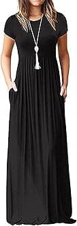 Women's Classic Short Sleeve Loose Plain Casual Long Maxi Dresses for Women 2026