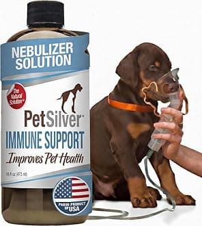 PetSilver Respiratory Solution with Chelated Silver for Cats and Dogs, Made in USA, Gentle Allergen Free Formula, Use with Nebulizer or Syringe, Fragrance and Flavor Free, 16 Fluid Ounces
