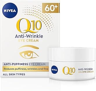 Q10 60+ Anti-Puffiness Eye Cream (20ml), Anti-Wrinkle Eye Cream with Triple Strength Formula Made with Q10, Rose Petal Oil, and Calcium, Designed for 60+ Skin