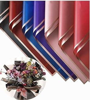 Just Flowers Waterproof Floral Wrapping Paper, Gift Wrapping Paper Roll Sheet, Florist Bouquet Supplies (Pack of 10 Rose Gold Edge Bouquet Wrapping Paper, Multicoloured)