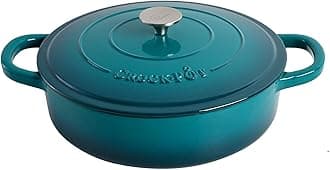 Crock-Pot 112002.02 Artisan Enameled Cast Iron Braiser W/Lid, Teal Ombre