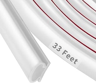 Fingwerk Rubber Weather Stripping Strips Door Seal Strip Adhesive Back D Shape Door Stripping for Door Frame Insulation Large Gap Easy Cut White